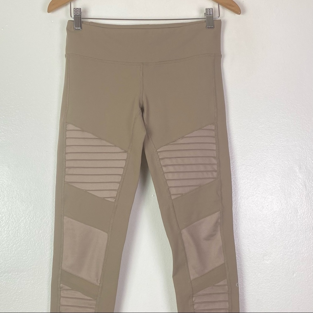 Alo Yoga Women's Mid Rise Mesh Beige Moto Leggings Size M - Picture 4 of 11
